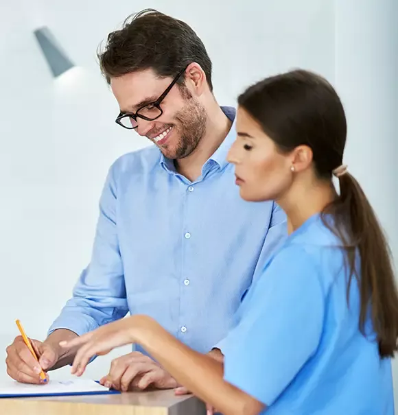 New patient filling out forms